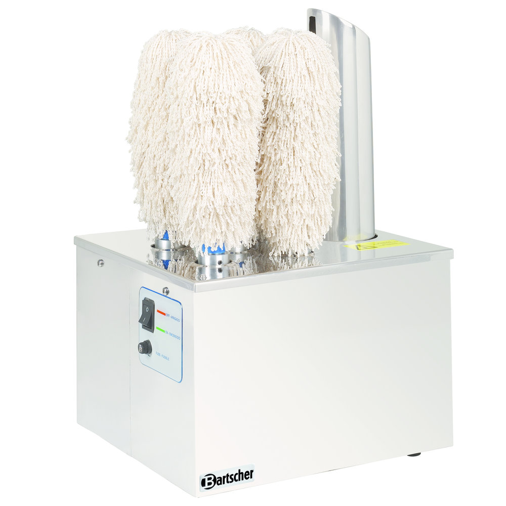 Bartscher Glas Poleermachine | Rvs | 1.1kw | 5 Microvezel Koppen | 340x305x520(h)mm