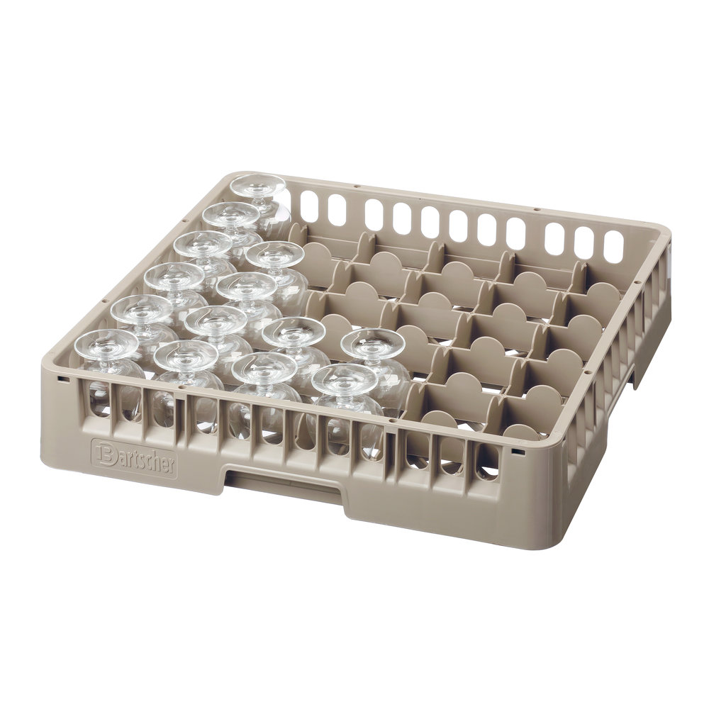 Bartscher Glazenkorf Kunststof Bruin | 36 Vakken | 500x500x100(h)mm