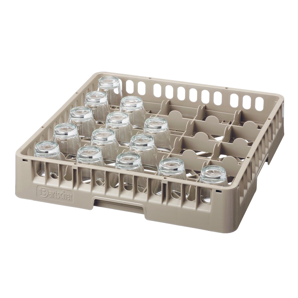 Bartscher Glazenkorf Kunststof Bruin | 25 Vakken | 500x500x100(h)mm