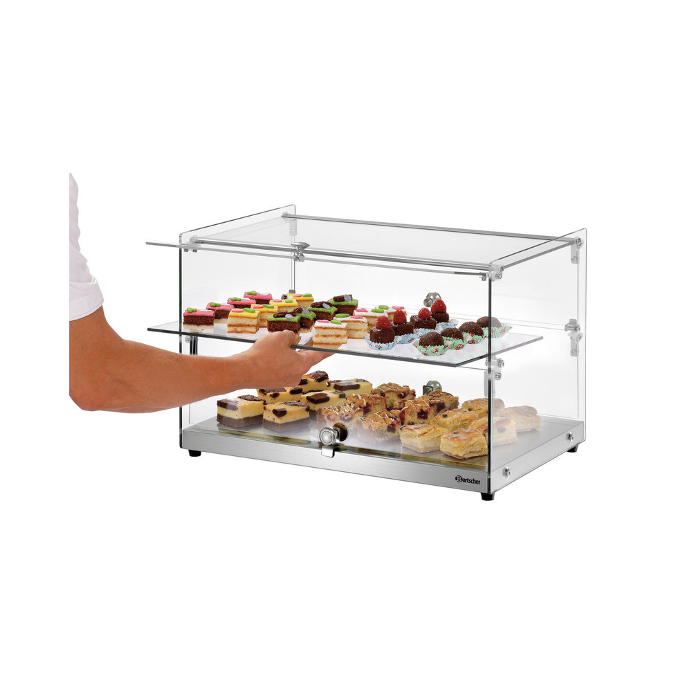 Bartscher Buffetvitrine 5400 2e-k Zilver | 2 Etages | 550x375x370(h)mm