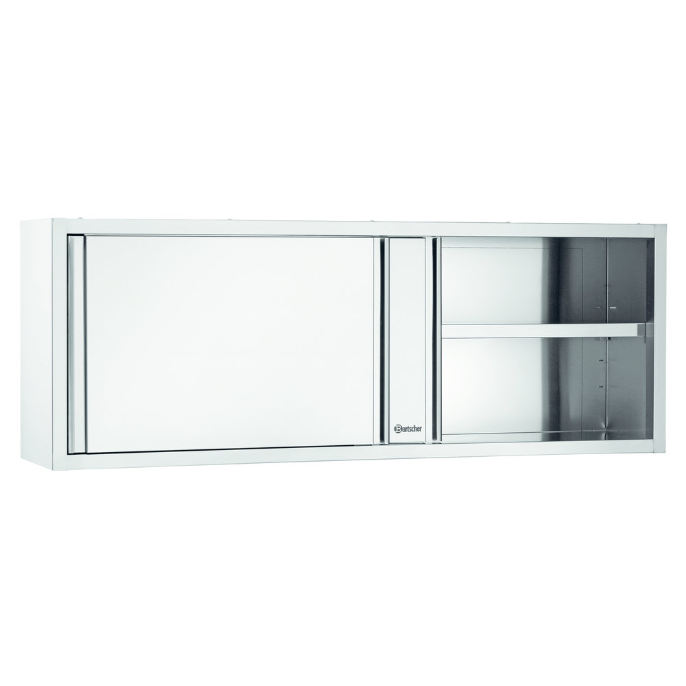 Bartscher Rvs Wandkast Met Schuifdeuren | 1 Verstelbare Tussenschap | 1600x400x660(h)mm
