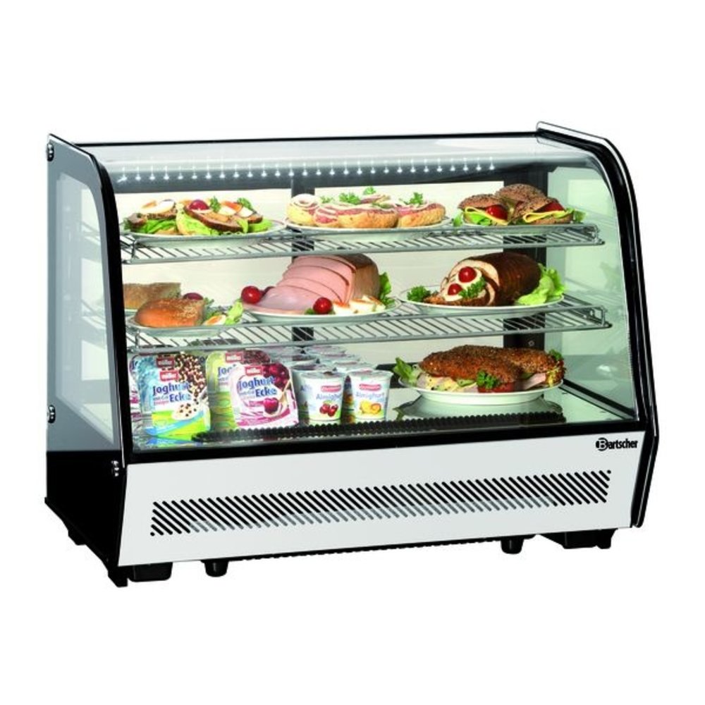Bartscher Koelvitrine | 160l | Zwart/rvs | +2°c/+12°c | 3 Schappen | 885x580x690(h)mm