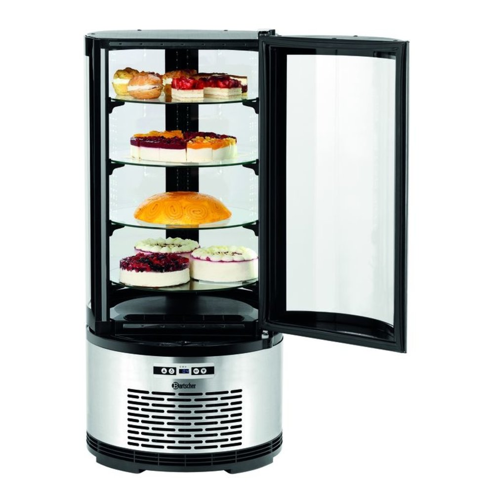 Bartscher Gebaksvitrine | 100l | Zwart/grijs | +2°c/+8°c | 5 Schappen | ø495x1065(h)mm