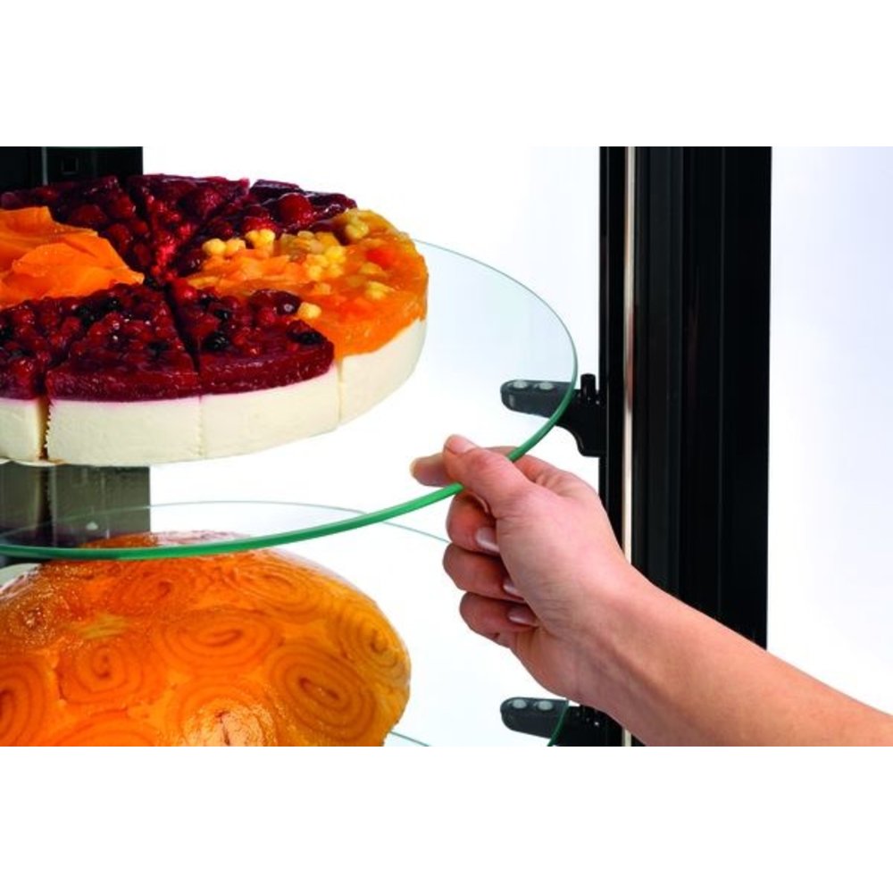 Bartscher Gebaksvitrine | 100l | Zwart/grijs | +2°c/+8°c | 5 Schappen | ø495x1065(h)mm