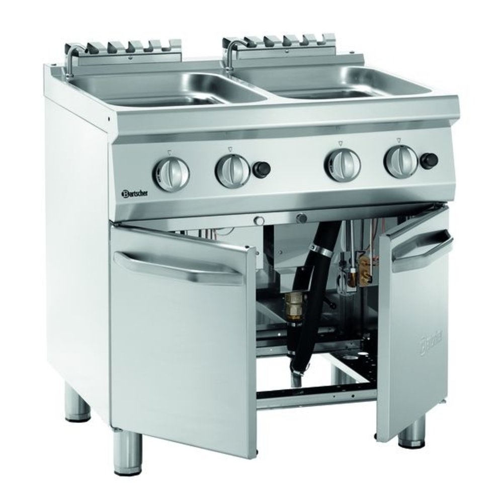 Bartscher Pastakoker op Onderstel 2x 24l | Ingebouwde Aftapkraan | 17.4kw | 800x700x850(h)mm