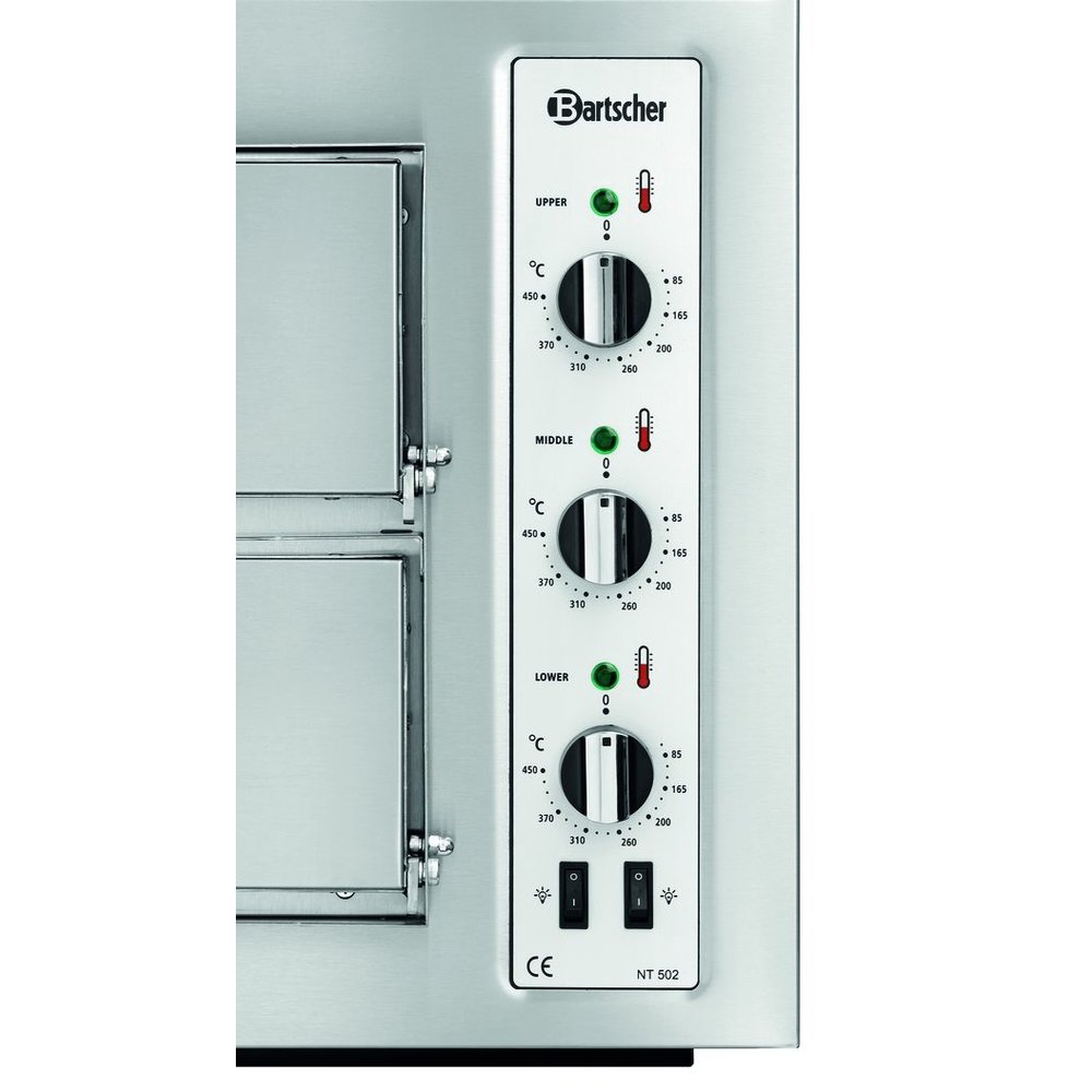 Bartscher Pizzaoven | Elektrisch | Rvs | 4+4 ø25cm | 2 Kamers | Boden Van Vuurvaste Klei | 800x750x510(h)mm