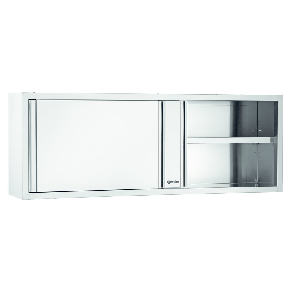 Bartscher Rvs Wandkast Met Schuifdeuren | 1 Verstelbare Tussenschap | 1800x400x660(h)mm