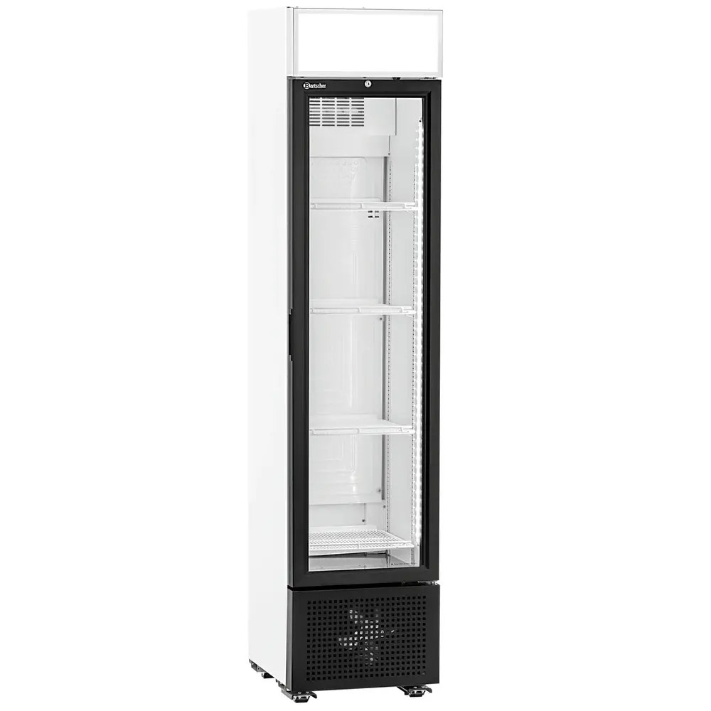 Bartscher Koelkast | 232l | Zwart | +1°c/+9°c | Statisch + Ventilator | Wielen (geremd) | 450x530x2030(h)mm