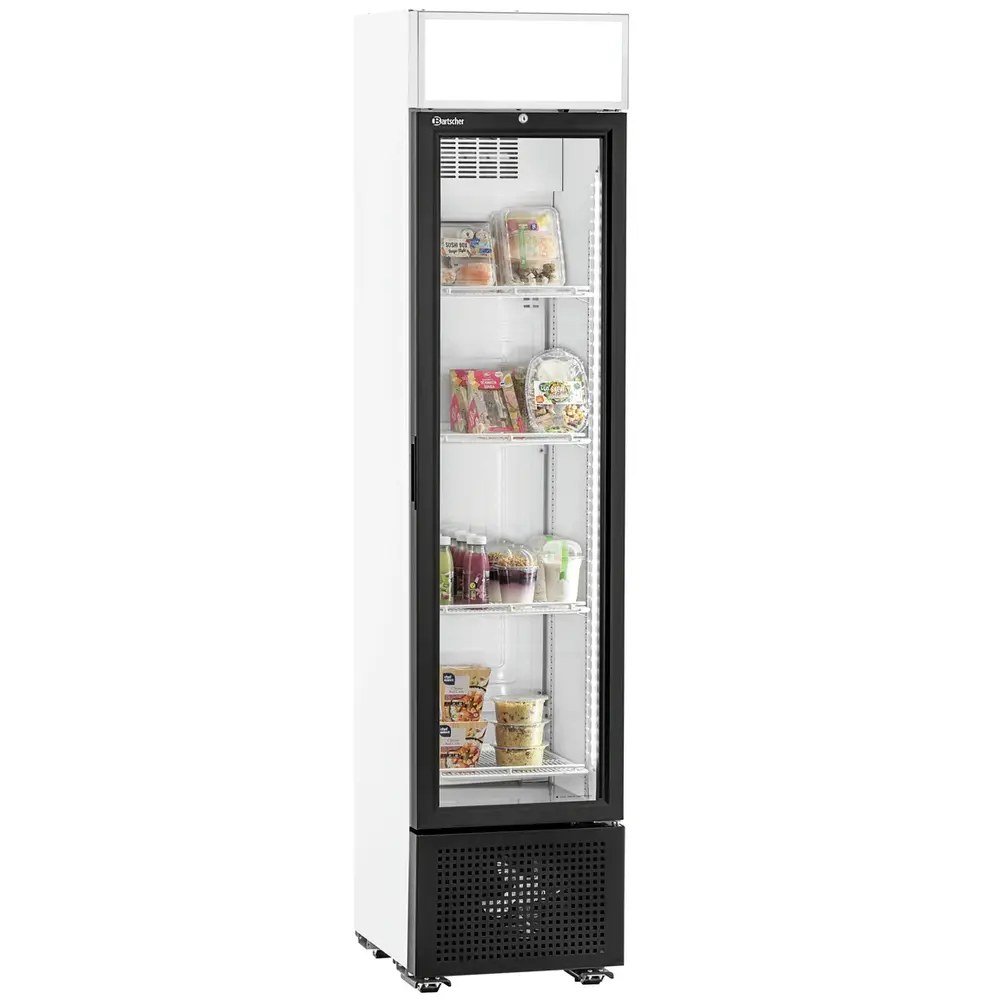 Bartscher Koelkast | 232l | Zwart | +1°c/+9°c | Statisch + Ventilator | Wielen (geremd) | 450x530x2030(h)mm