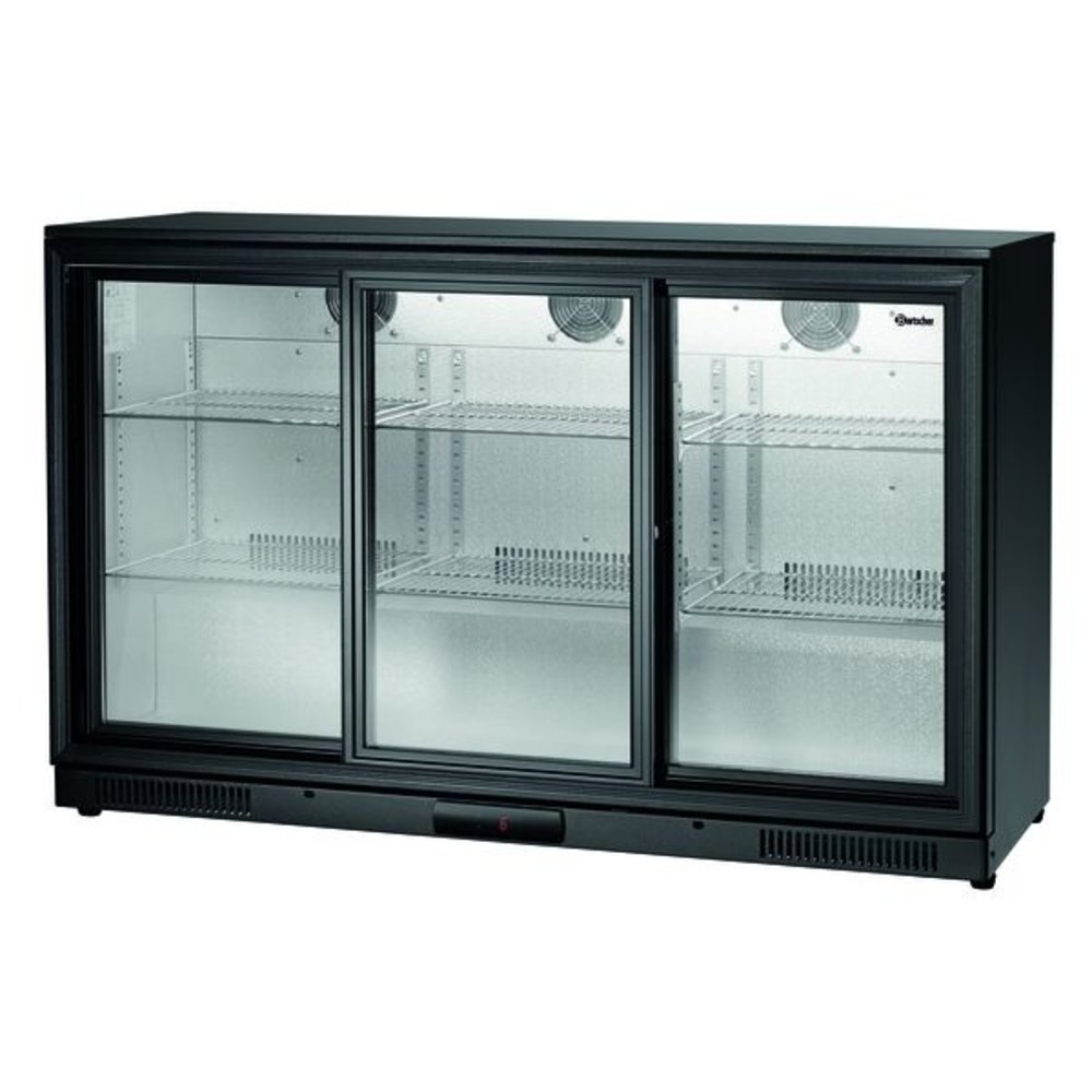 Bartscher Barkoelkast | Zwart | 270l | 3 Zelfsluitende Schuifdeuren | 230v | 1350x530x850(h)mm