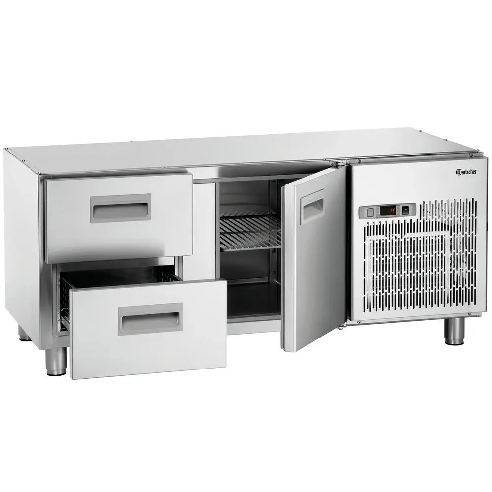 Bartscher Koelwerkbank | Laag Model | 180l | 1 Deur + 2 Laden (1/1 Gn) | 0°c/+10°c | Geforceerd | 1395x660x620(h)mm