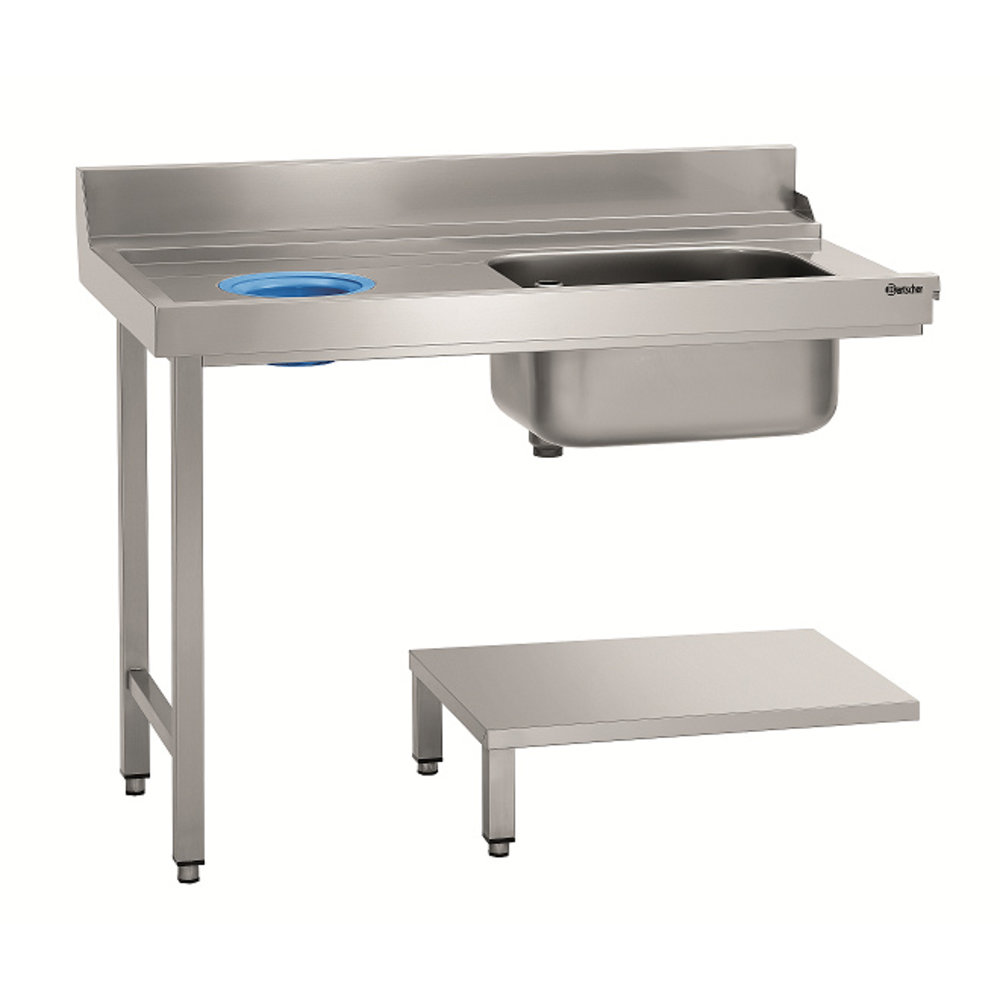 Bartscher Aanvoertafel DS Li1bas | 1 Spoelbak Rechts en Opstaande Rand | 1200x720x850(h)mm