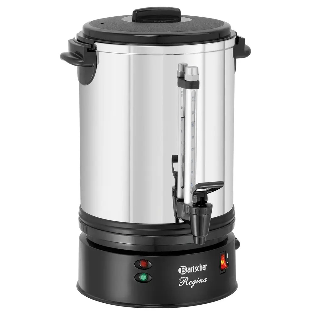 Bartscher Koffiepercolator | Regina Plus | Rvs/zwart | 7L | 1.2kw (230v) | Enkelwandig | 280x280x410(h)mm