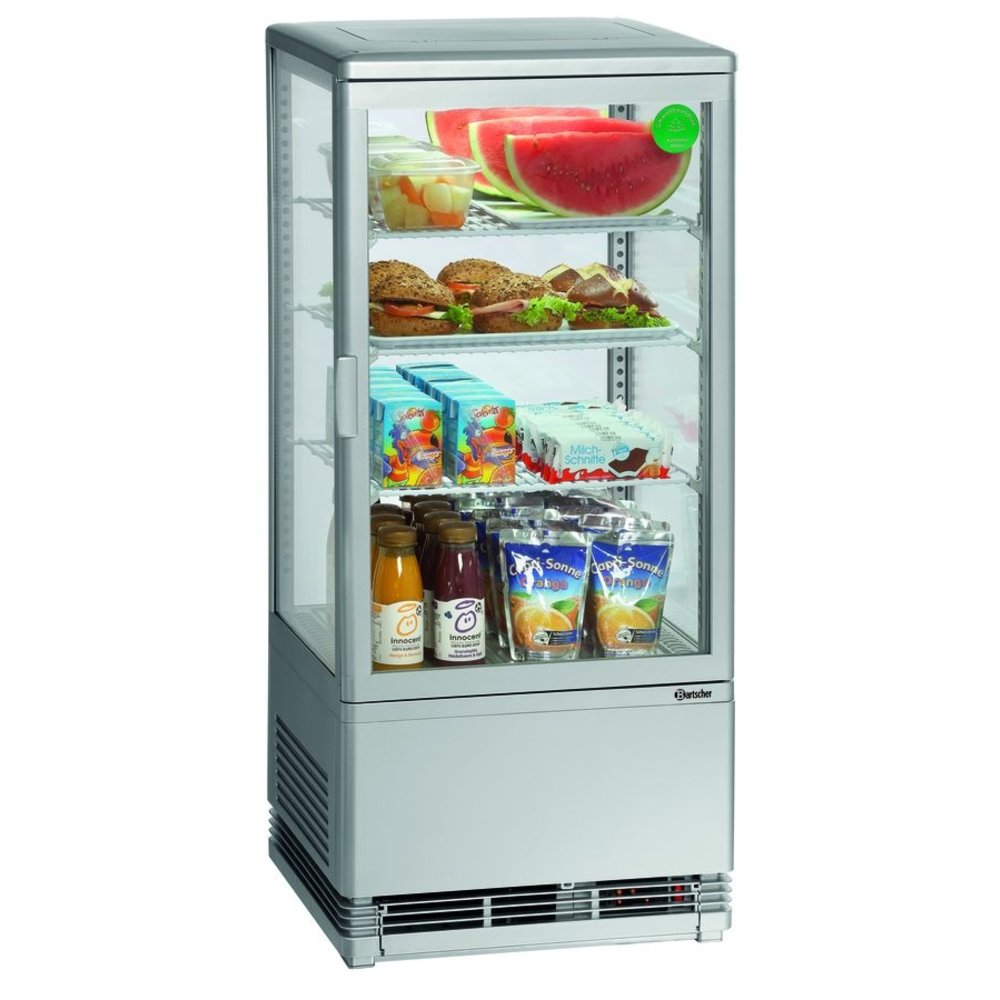 Bartscher Koelvitrine | 78l | Grijs | +2°c/+12°c | 4 Schappen | 435x385x960(h)mm