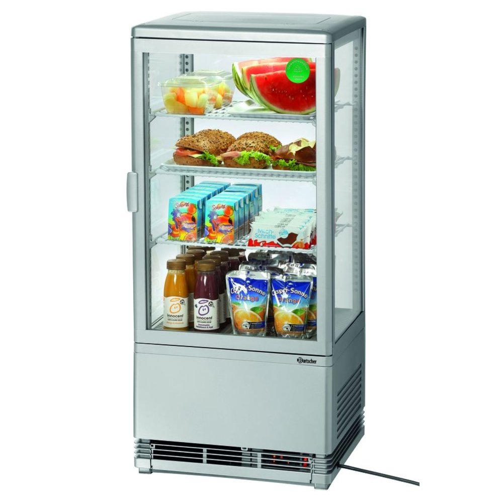 Bartscher Koelvitrine | 78l | Grijs | +2°c/+12°c | 4 Schappen | 435x385x960(h)mm
