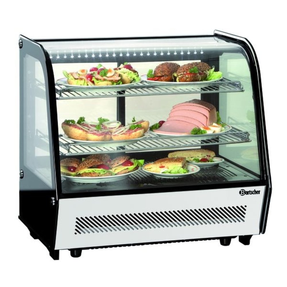 Bartscher Koelvitrine | 120l | Zwart/rvs | +2°c/+12°c | 3 Schappen | 710x575x685(h)mm