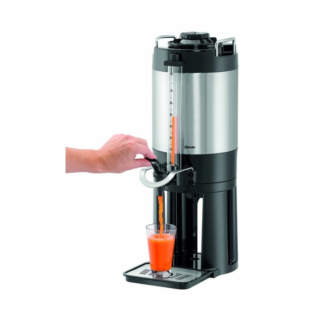 Bartscher Iso-dispenser Zilver/zwart 8L | Voor Warme en Koude Dranken | 235x350x635(h)mm