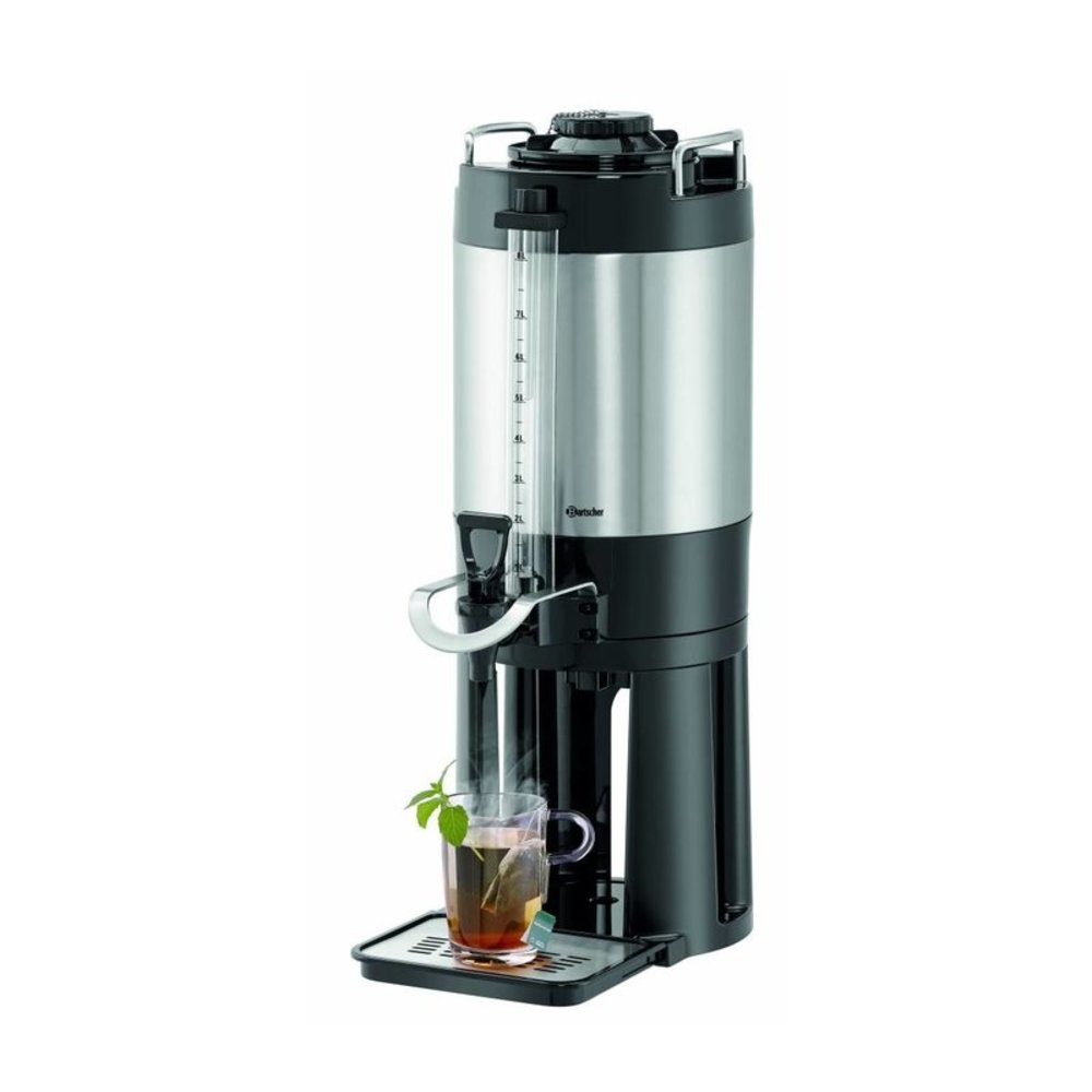 Bartscher Iso-dispenser Zilver/zwart 8L | Voor Warme en Koude Dranken | 235x350x635(h)mm