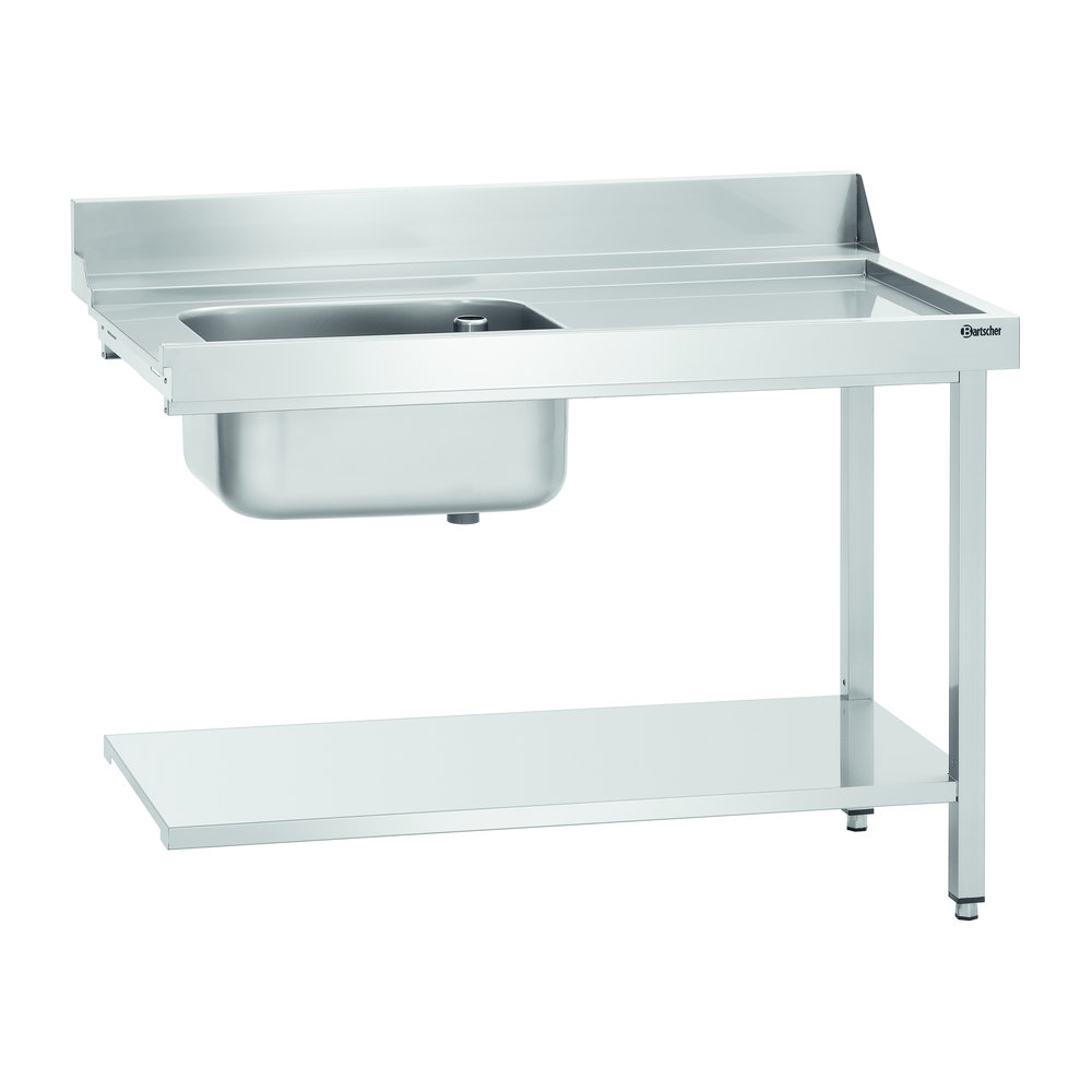 Bartscher Aanvoertafel Ds-r1b | Spoelbank Links Met Bodemschap + Achteropstand | 1200x720x850(h)mm