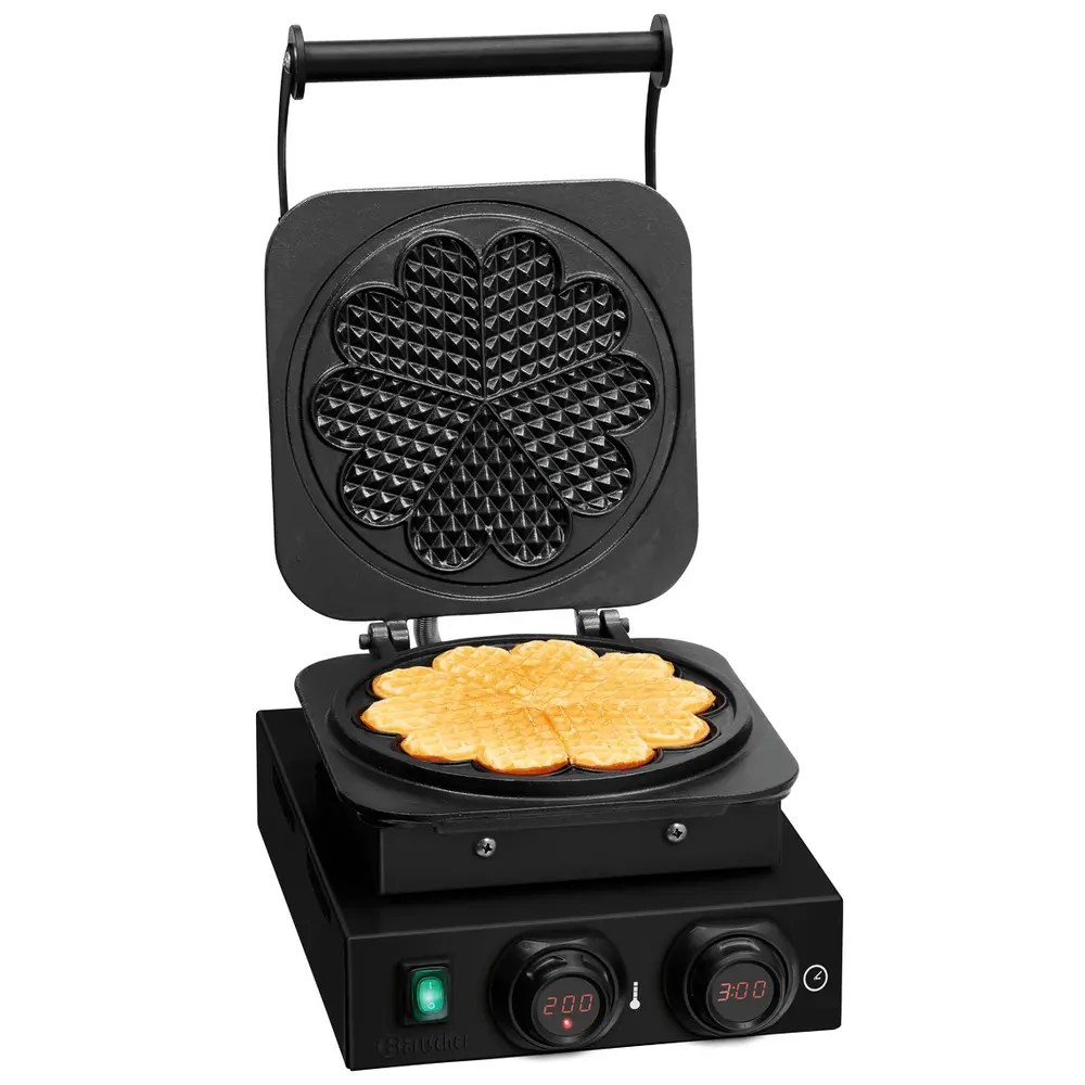 Bartscher Wafelijzer | Enkel | Hartvormige Wafels | 50°c/300°c | 2.2kw (230v) | Timer | 285x470x225(h)mm