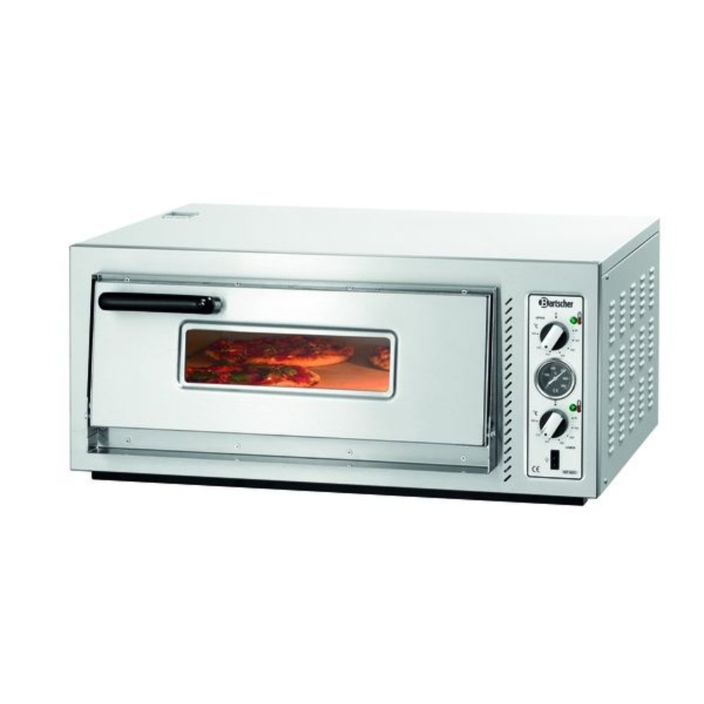 Bartscher Pizzaoven | Elektrisch | NT 621 | 1x4 ø30cm | 1 Kamer | 5kw | Bodem Van Vuurvaste Klei | 885x790x400(h)mm