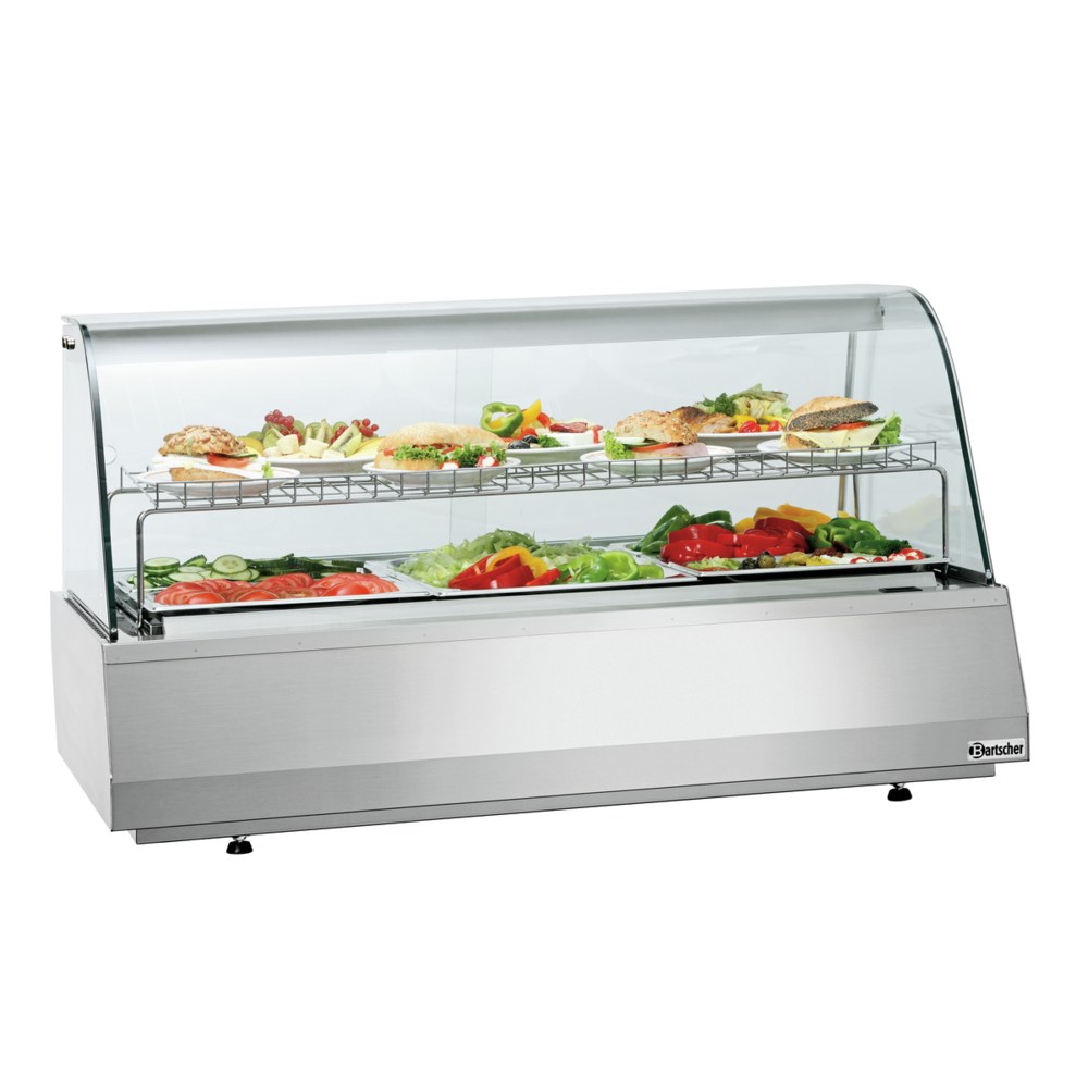 Bartscher Koelvitrine | 165l | 3/1 GN | Grijs | +6°c/+10°c | 2 Schappen | 1072x783x593(h)mm
