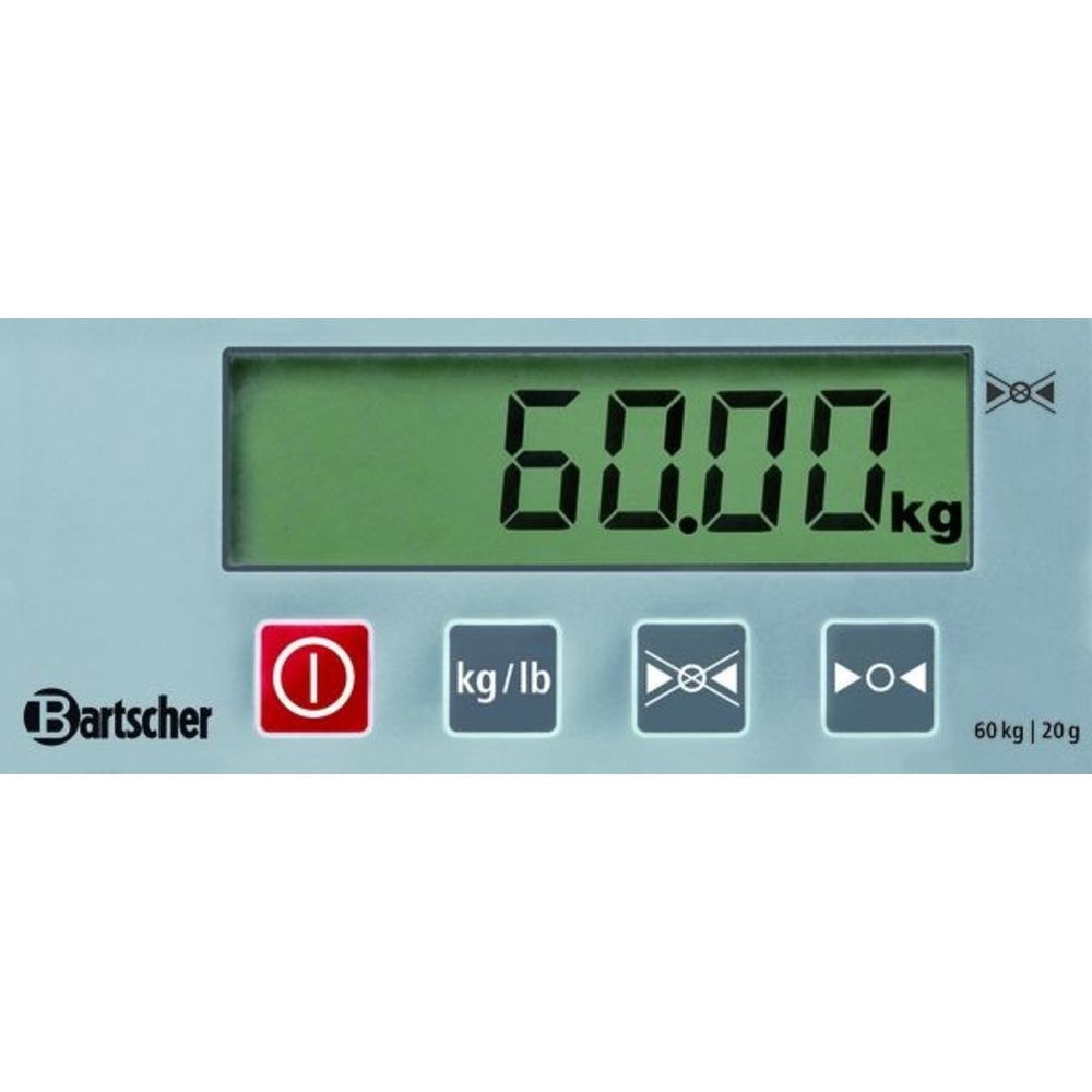 Bartscher Digitale Weegschaal | Rvs | 60kg/20g | 230v | 320x305x42(h)mm