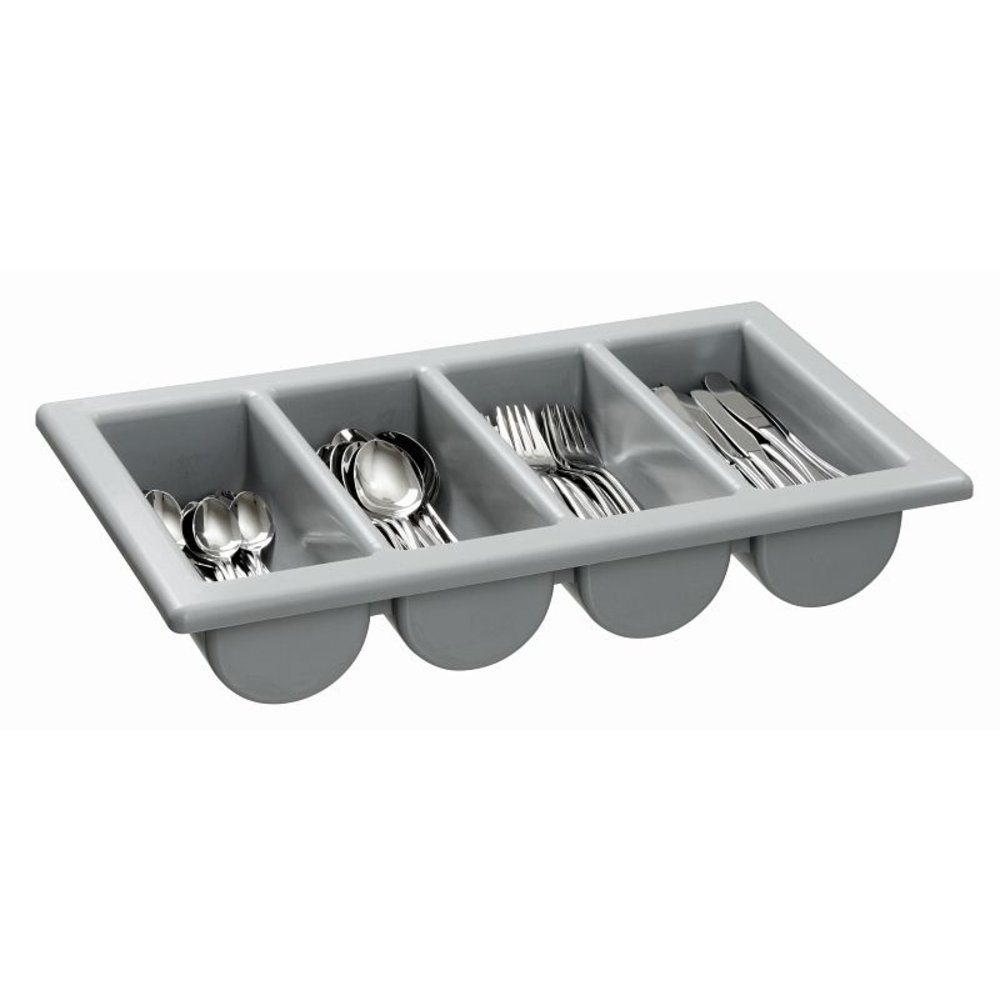 Bartscher Bestekbak Polypropyleen Grijs | 1/1 GN | 4 Vakken | 530x325x100(h)mm