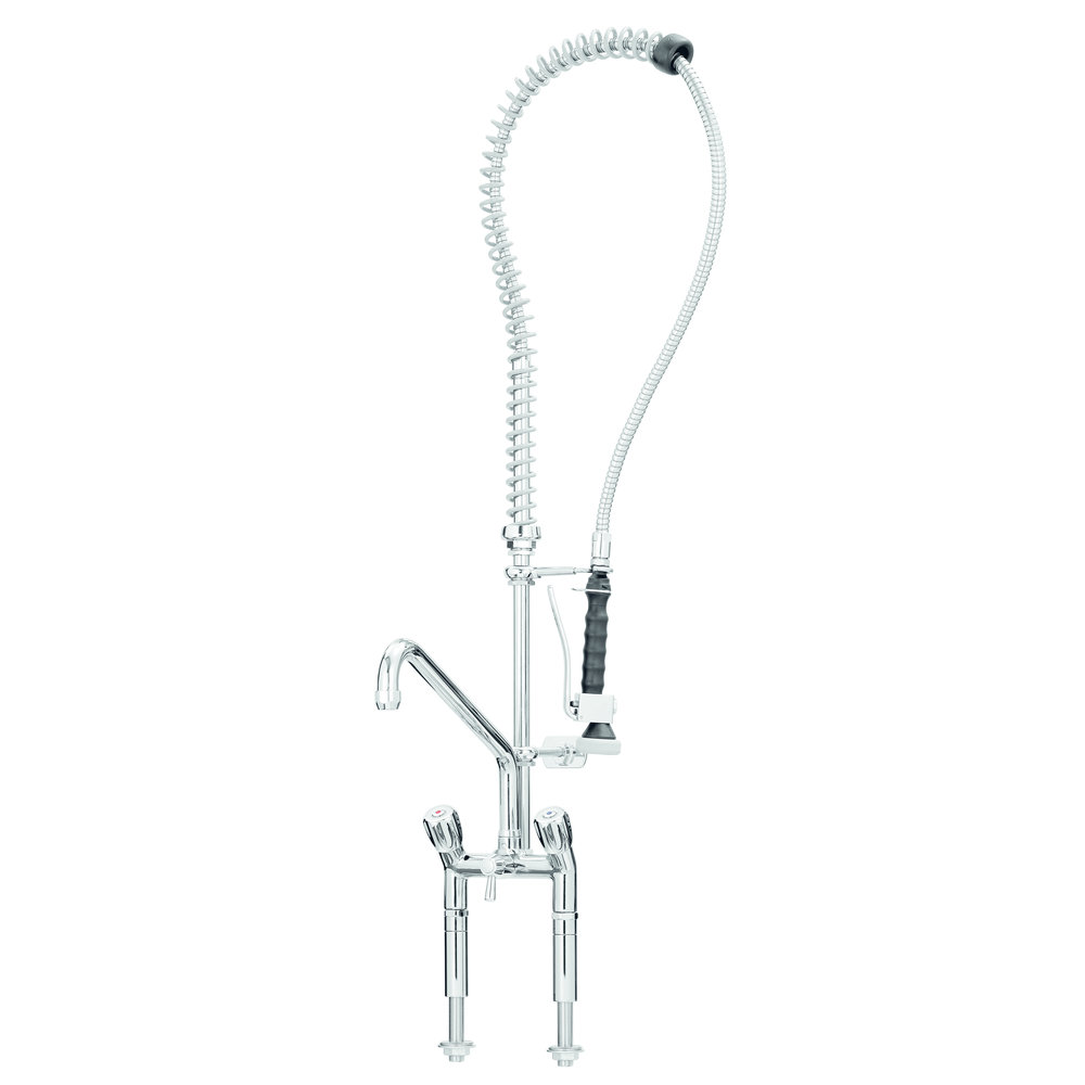 Bartscher Voorspoeldouche Messing/staal | Zwenkbare Kraan 180° | 515x415x1220(h)mm