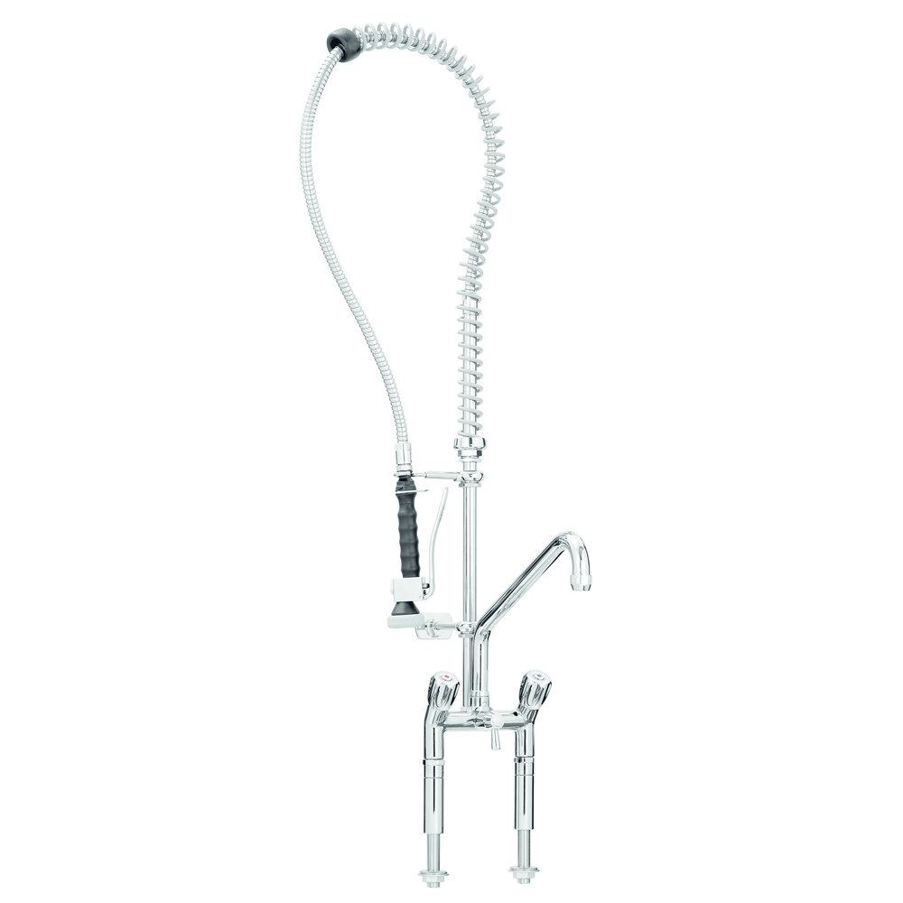 Bartscher Voorspoeldouche Messing/staal | Zwenkbare Kraan 180° | 515x415x1220(h)mm