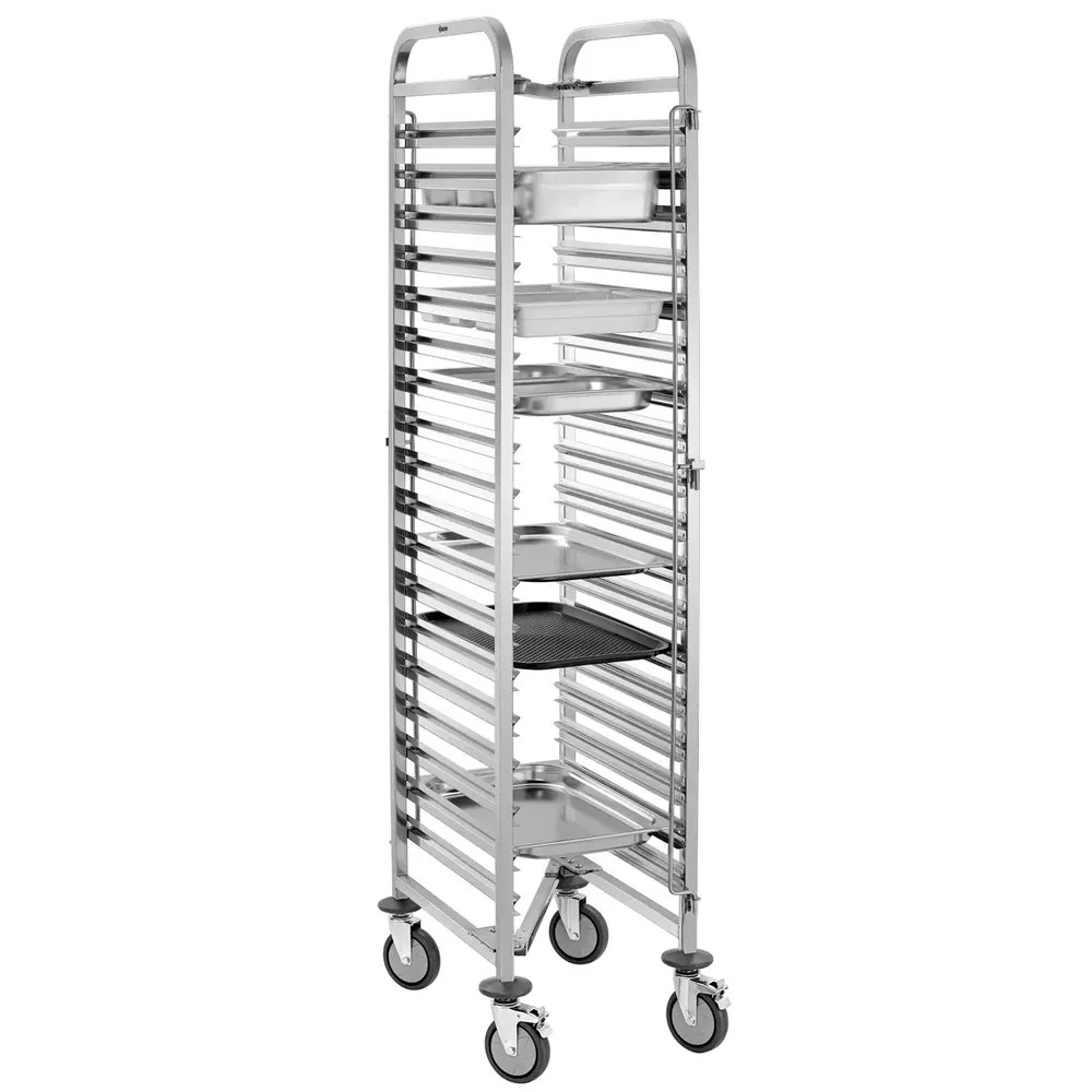 Bartscher Regaalwagen | Rvs | 18 Etages (1/1 Gn) | Wielen (geremd) | Inschuifbaar | 445x670x1890(h)mm