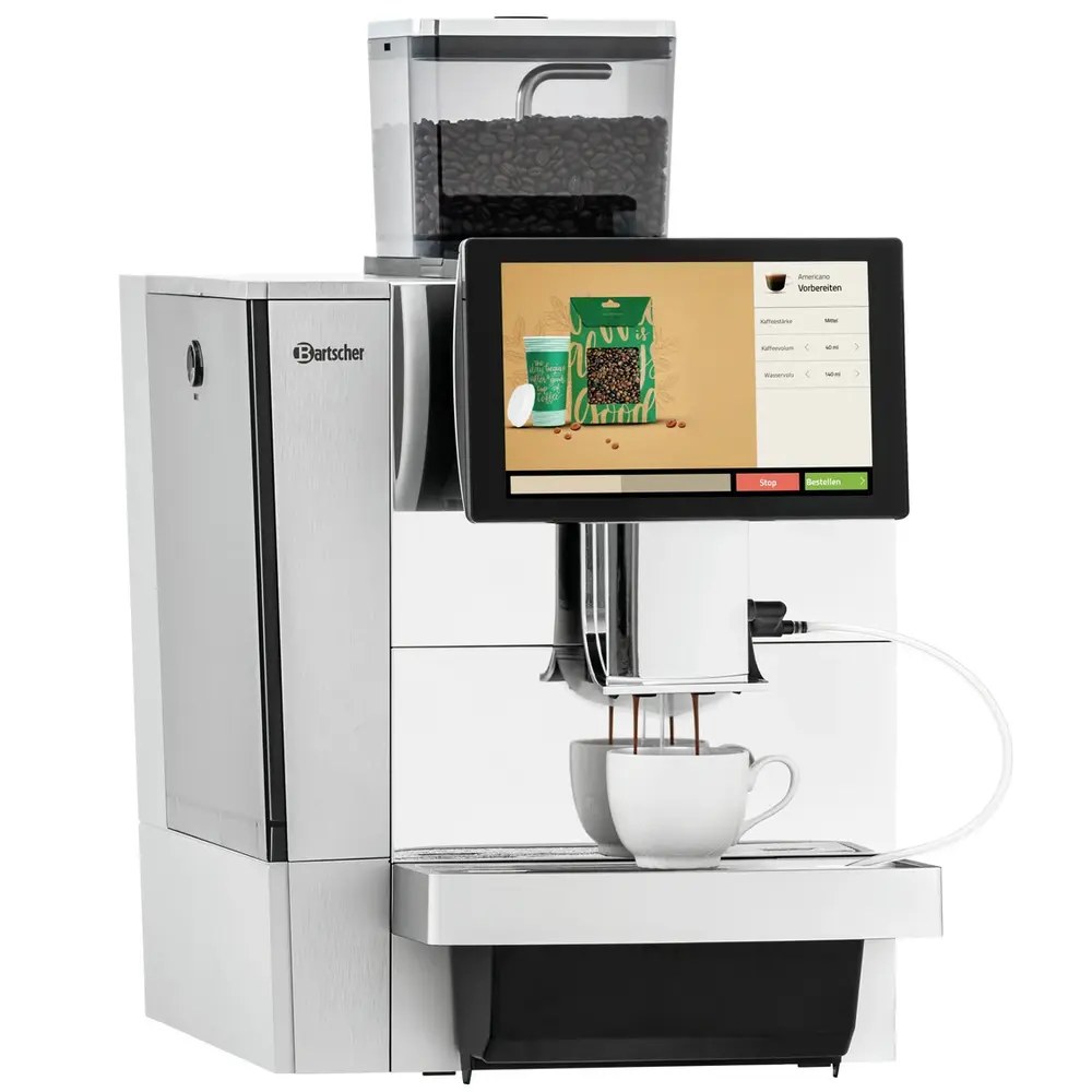 Bartscher Volautomatisch Koffiezetapparaat | Kv1 Deluxe | 100 Kopjes/dag | 1 Hopper (bonen) | Waterreservoir (6l) / Wateraansluiting | 3.1kw (230v) | Touchscreen + Usb | 370x535x625(h)mm