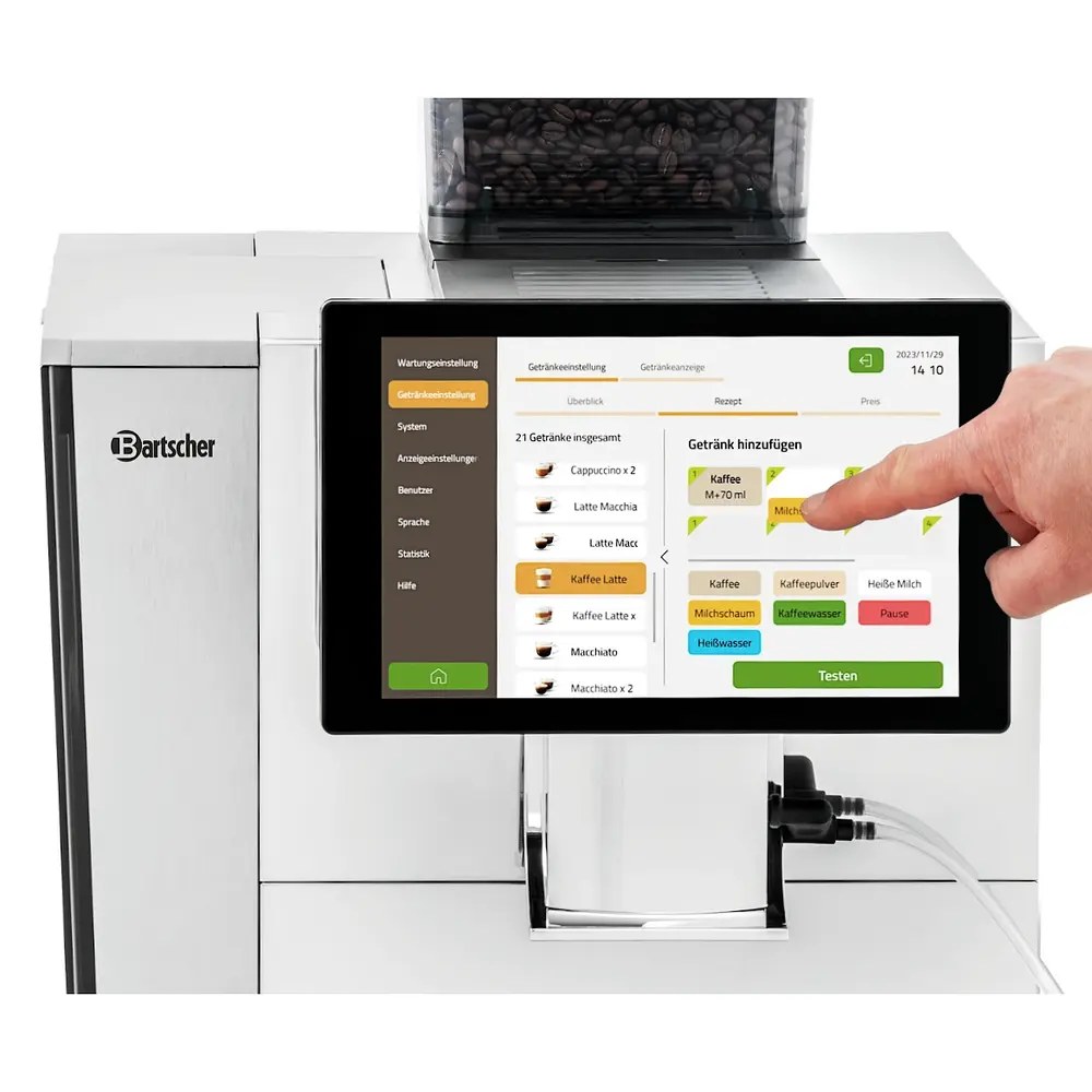 Bartscher Volautomatisch Koffiezetapparaat | Kv1 Deluxe | 100 Kopjes/dag | 1 Hopper (bonen) | Waterreservoir (6l) / Wateraansluiting | 3.1kw (230v) | Touchscreen + Usb | 370x535x625(h)mm