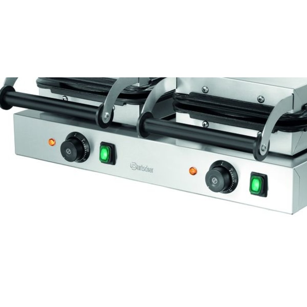 Bartscher Wafelijzer | 2hw211 | Dubbel | 4.4kw | Wafelgrootte ø210x16(h)mm | 600x470x230(h)mm