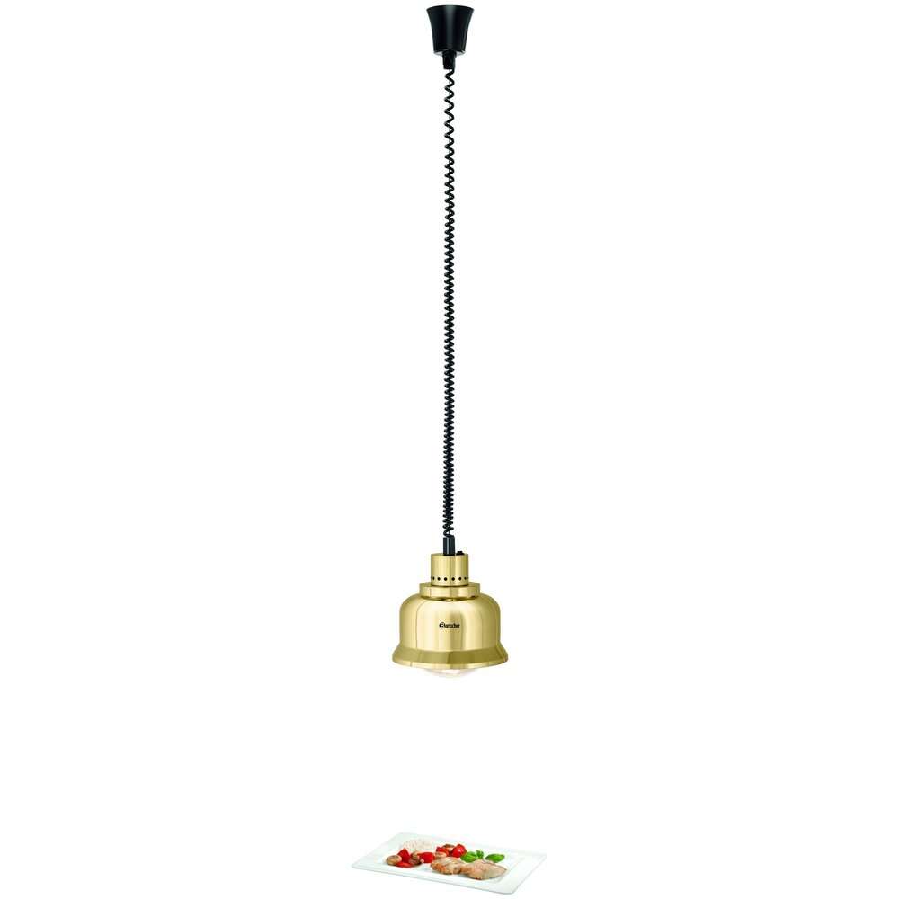 Bartscher Warmtelamp | Iw250d Goud/hoogglans | 1 Infraroodlamp | 230v | 230x230x250(h)mm
