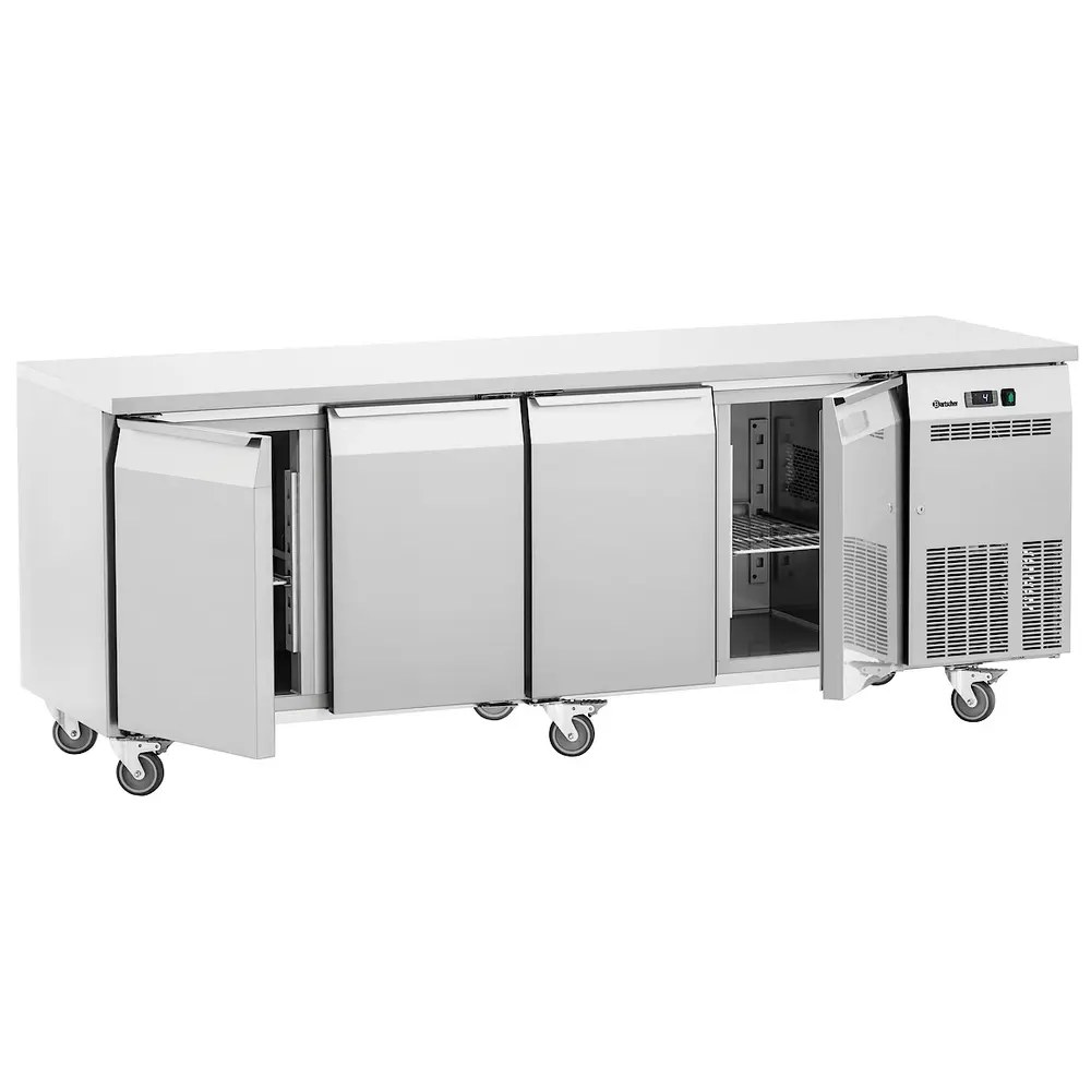 Bartscher Koelwerkbank | Easy | 565l | 4 Deuren (1/1 Gn) | 0°c/+8°c | Geforceerd | Wielen (geremd) | 2250x700x850(h)mm
