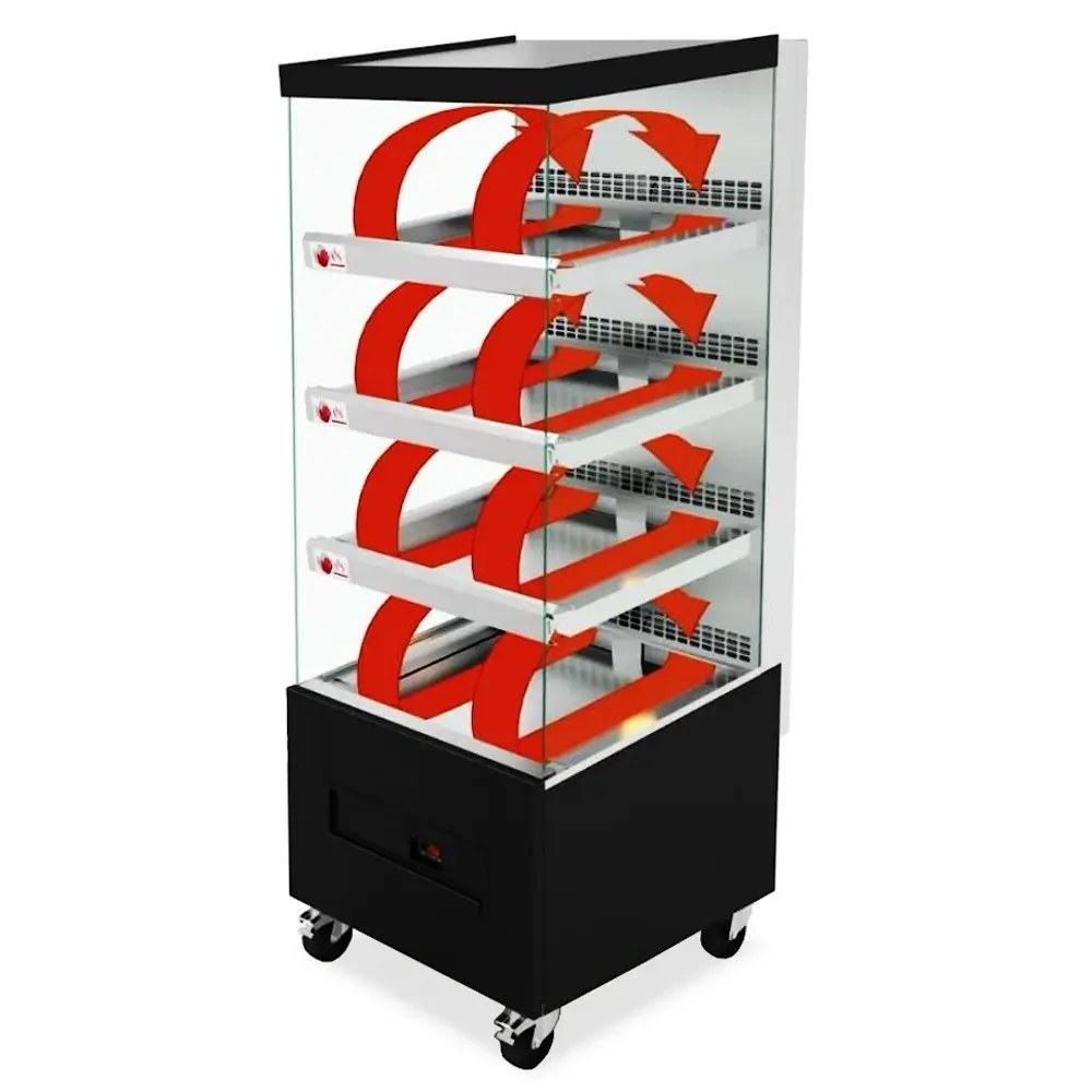 Saro Verwarmd Wandmeubel | Zwart | ≤70°c | Geventileerd | 4 Niveaus | Zelfbediening | 3.2kw (230v) | Wielen (geremd) | 650x735x1745(h)mm