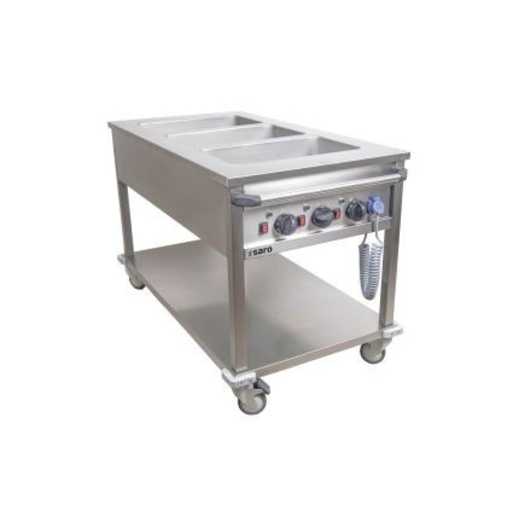 Saro Bain Marie Wagen Bt-2 | 2x 1/1 GN | Met Aftapkranen | 2kw | 900x700x850(h)mm