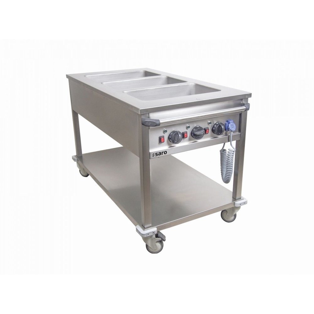 Saro Bain Marie Wagen Bt-3 | 3x 1/1 GN | Met Aftapkranen | 2kw | 1300x700x850(h)mm