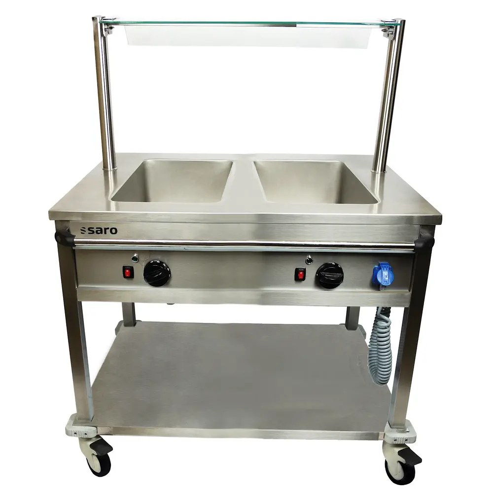 Saro Bain Marie Wagen Bt2 | 2x 1/1 GN | Met Aftapkranen | 2kw | 904x704x850(h)mm