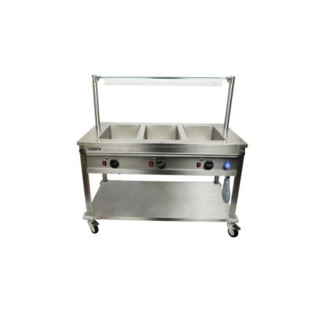 Saro Bain Marie Wagen Bt3 | 3x 1/1 GN | Met Aftapkranen | 2kw | 1304x704x850(h)mm
