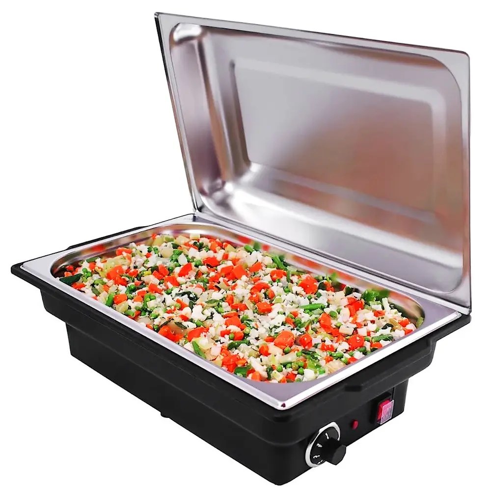 Saro Chafing Dish | Lorena | Elektrisch | Zwart/rvs | 1/1 GN | 9L | 0°c/85°c | 0.9kw (230v) | 580x347x254(h)mm