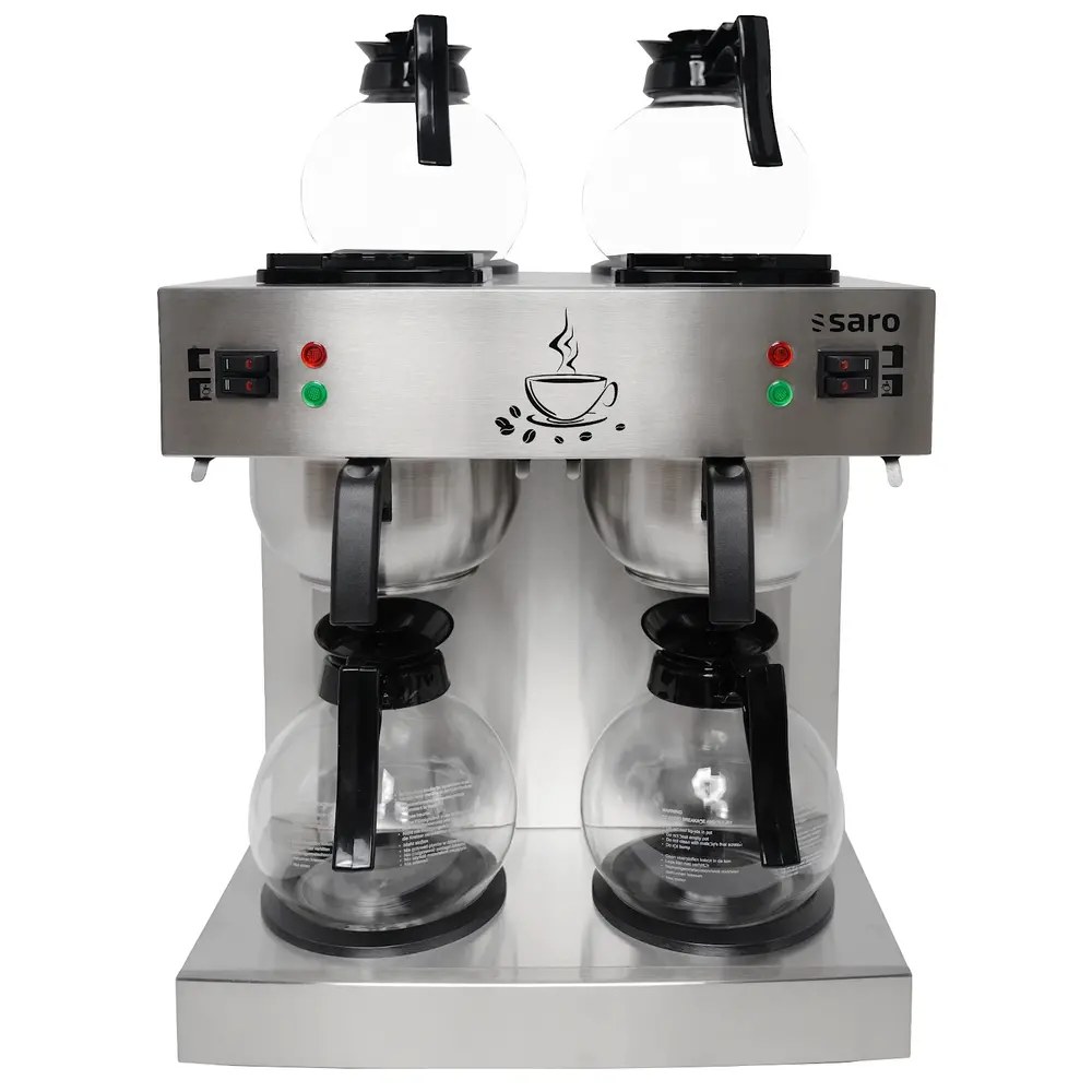 Saro Koffiezetapparaat | Eco | Rvs | Dubbel | 4x 1.8l | Warmhoudplaten | 3.34kw (230v) | 405x410x453(h)mm
