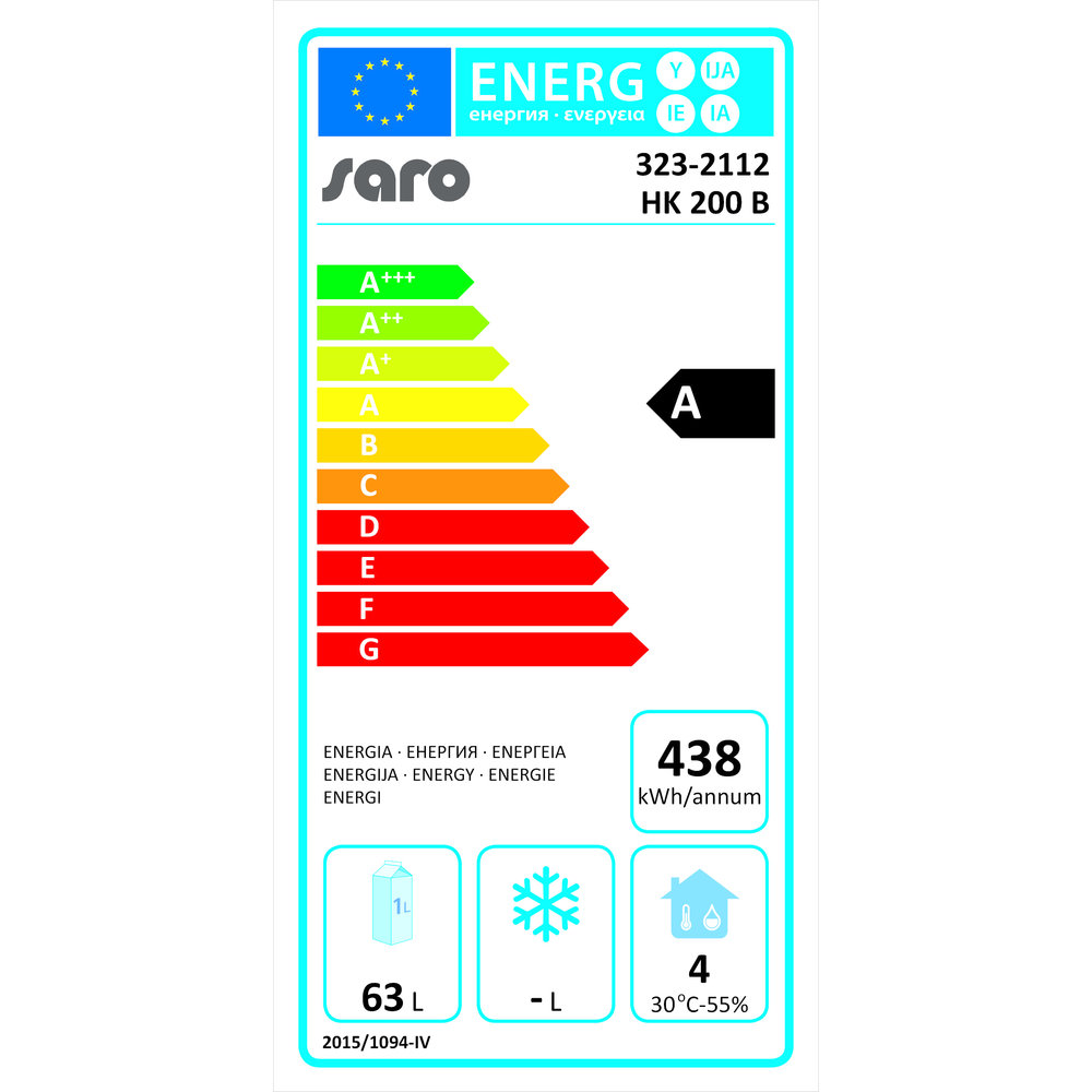 Saro Koelkast | 150l | Zwart | +1°c/+8°c | Statisch + Ventilator | 600x585x850(h)mm
