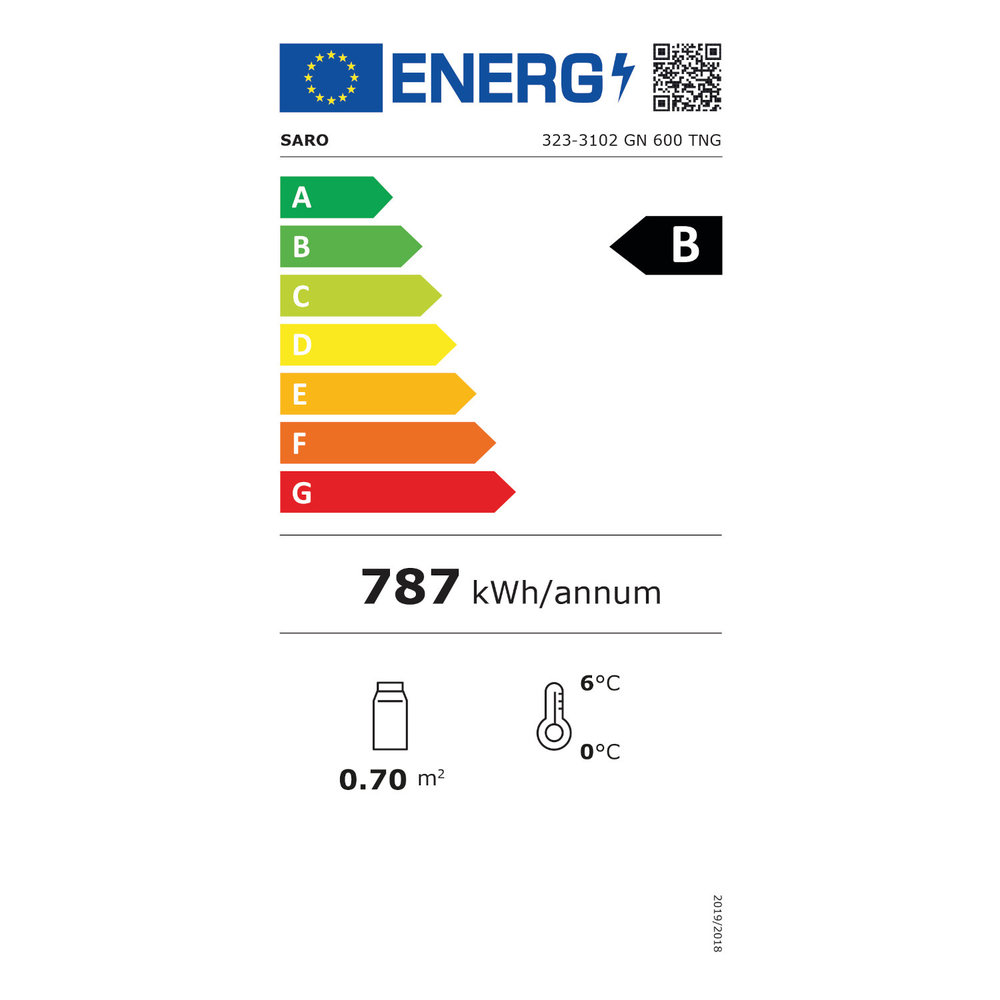 Saro Koelkast | 600l (2/1 Gn) | Rvs | -2°c/+8°c | Geforceerd | 0.15kw | 680x810x2000(h)mm