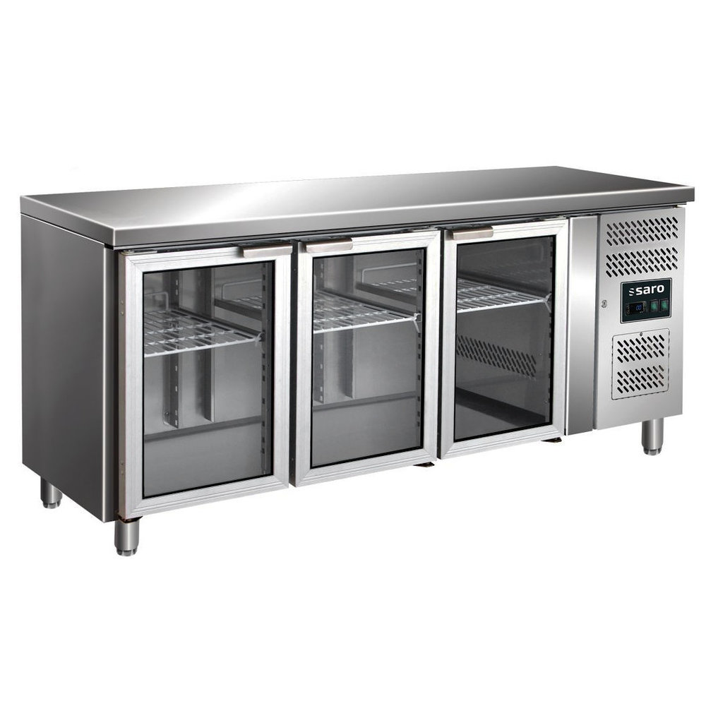 Saro Koelwerkbank | 464l | 3 Glasdeuren (1/1 Gn) | +2°c/+8°c | Geforceerd | 0.35kw | 1795x700x890/950(h)mm