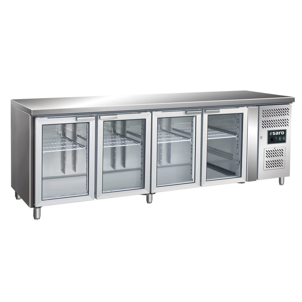 Saro Koelwerkbank | 615l | 4 Glasdeuren (1/1 Gn) | -2°c/+8°c | Geforceerd | 2230x700x890/950(h)mm