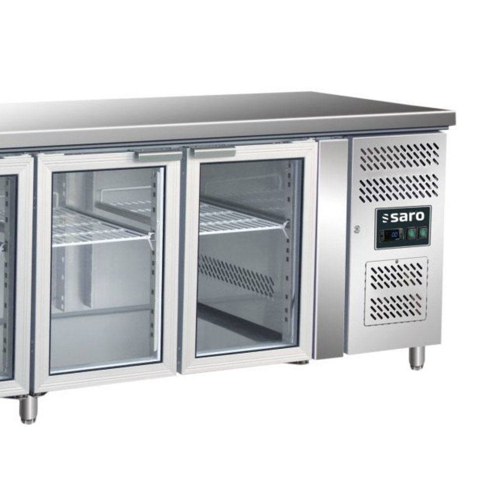 Saro Koelwerkbank | 615l | 4 Glasdeuren (1/1 Gn) | -2°c/+8°c | Geforceerd | 2230x700x890/950(h)mm
