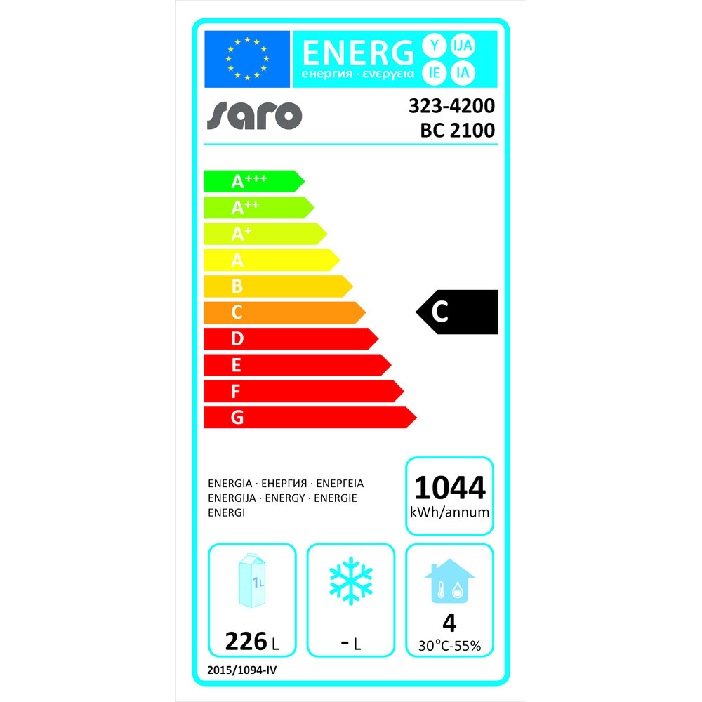 Saro Barkoelkast | 250l | Zwart | +2/+8°c | Geforceerd | 1462x513x860(h)mm