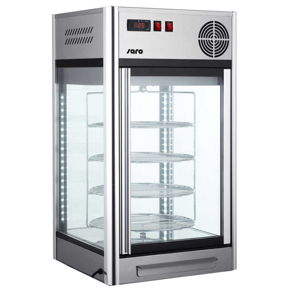 Saro Roterende Gebaksvitrine | Isabell | 108l | Rvs | +2°c/+10°c | 4 Niveaus | 470x470x870(h)mm